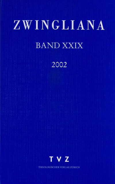 Cover Zwingliana Band 29: Jg. 2002